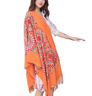 Nepal colorful sunflower scarf shawl