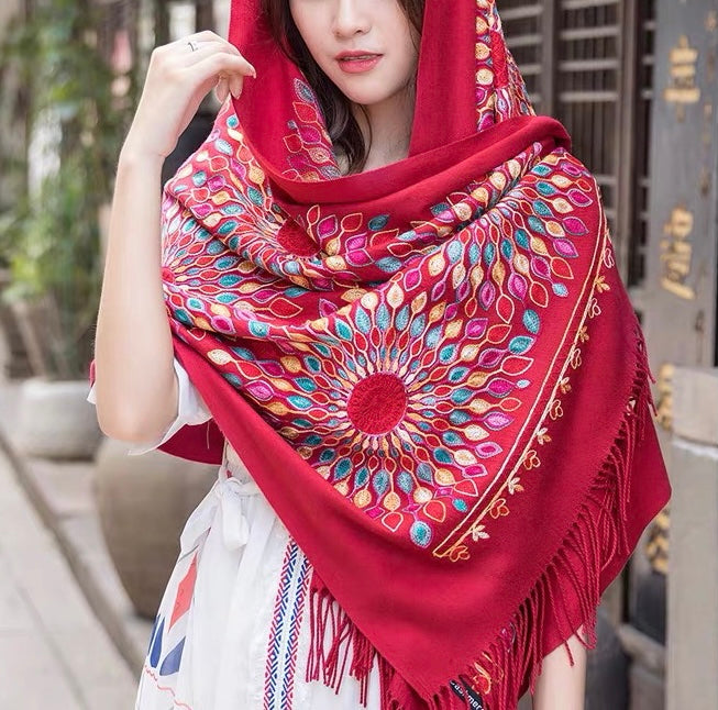 Nepal colorful sunflower scarf shawl