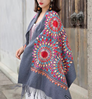 Nepal colorful sunflower scarf shawl